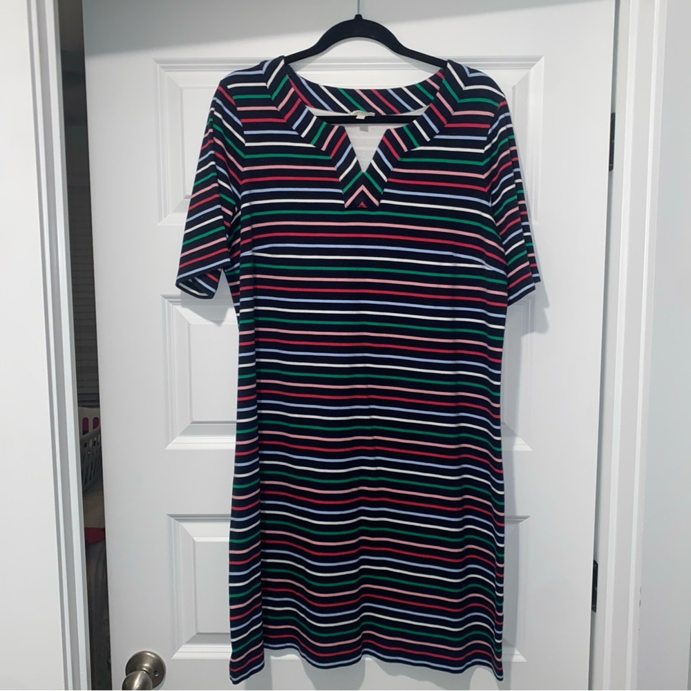 Talbots Striped Mini Dress - Red, Green, Blue